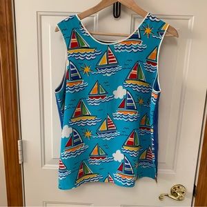Vintage blue Bob Mackie Silk Tank size L